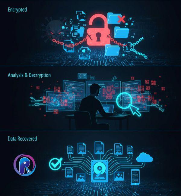 Pantalla de servidor bloqueado por virus Ransomware pidiendo rescate