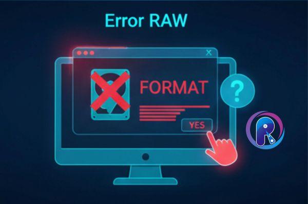 Pantalla de error Windows disco sin formato RAW