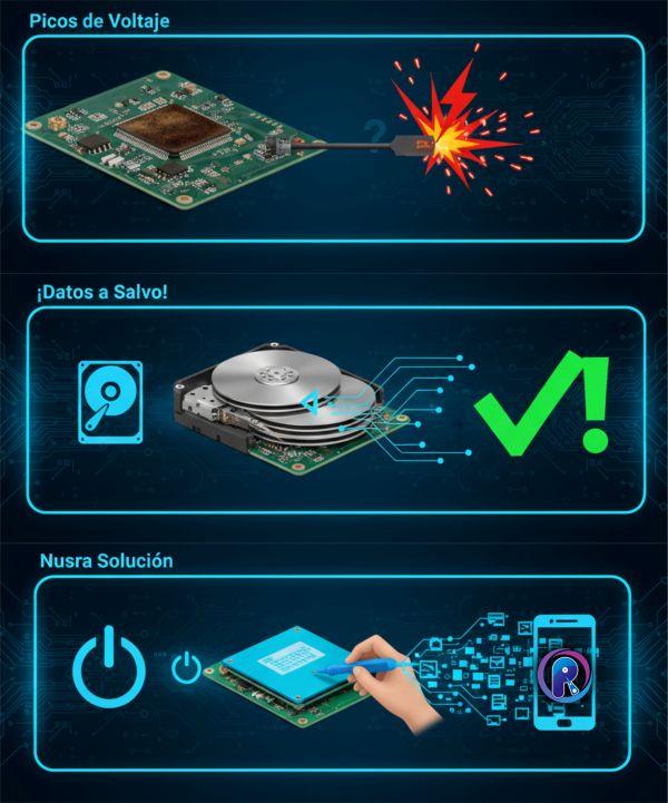 Reparación de placa electrónica PCB de disco duro quemado en Quito